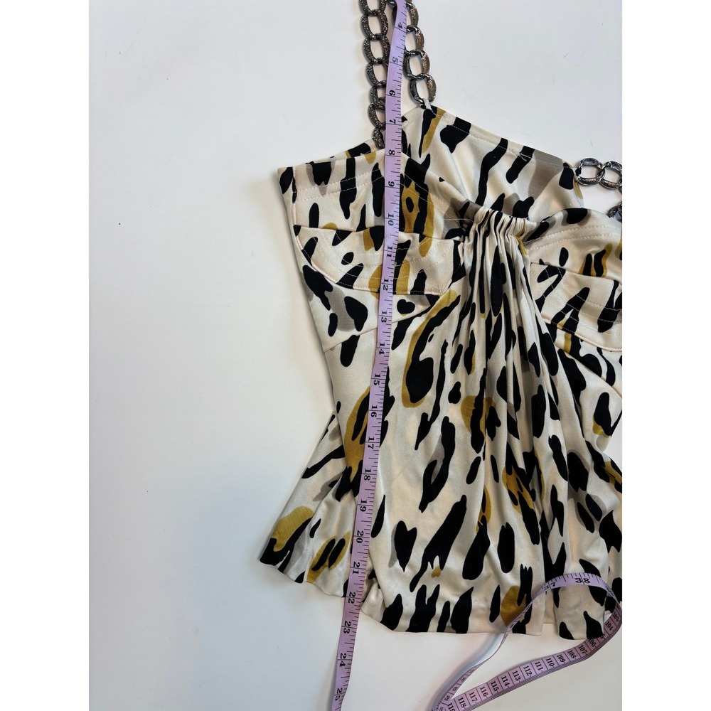 Sky Animal Print Cami Top Gold Black Womens Small Rhinestone Chain Straps - Picture 8 of 8